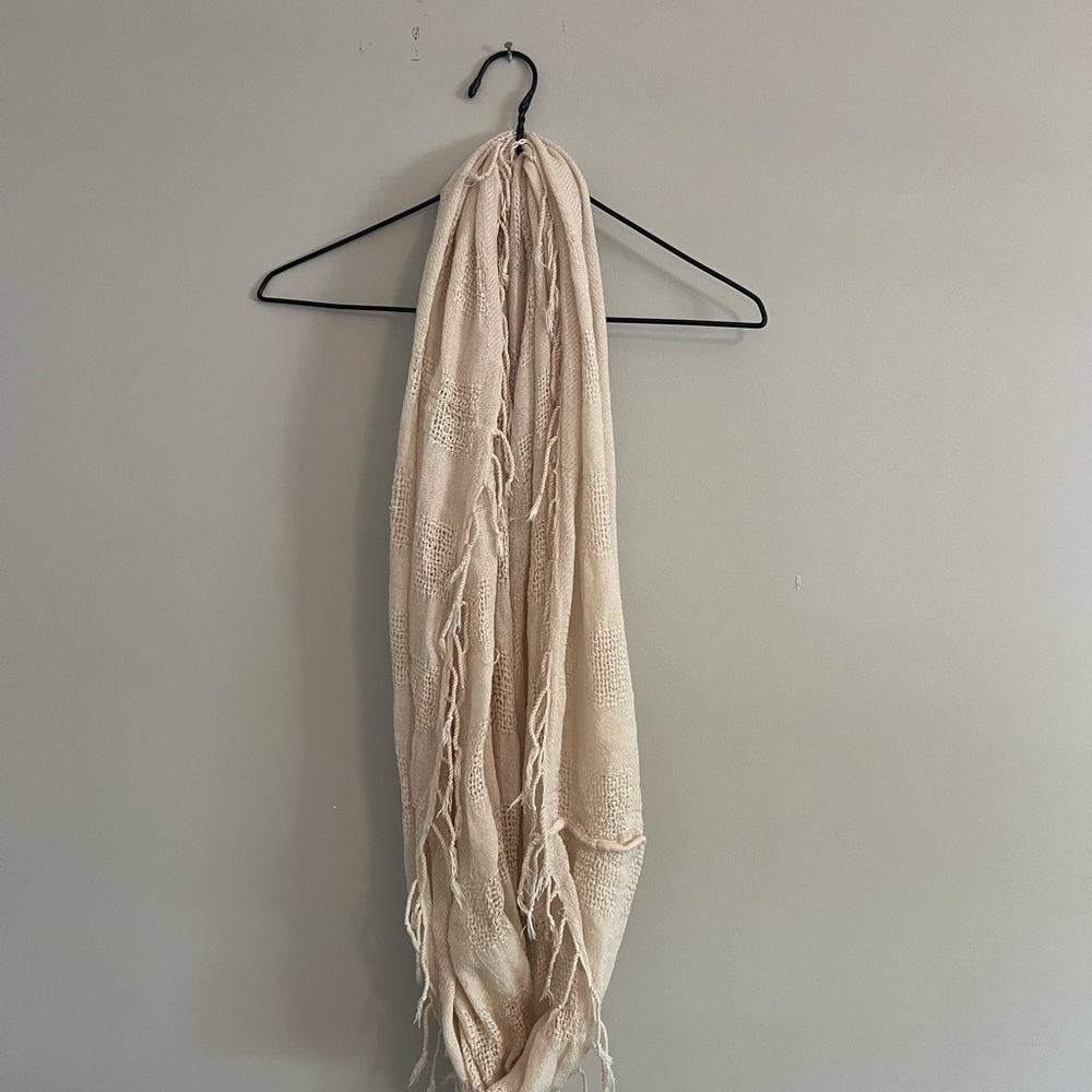 Cream Fringed Scarf